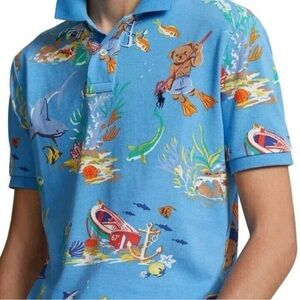 Polo Ralph Lauren Blue Snorkeling Scuba Diving Bear Underwater Ocean Boys Sz 8